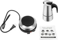 200ml Stovetop Espresso Maker, Stainless Steel Moka Pot w/Electric Stove, 4 Cups Classic Coffee Maker, Percolator for Cafe, Home, Camping by Hteedy
