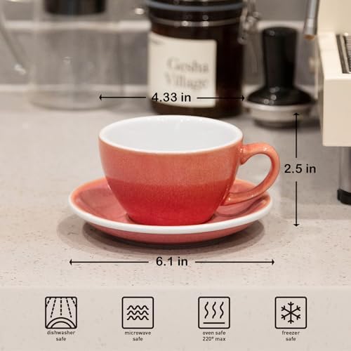 Loveramics Coffee Cup Ceramic, 10 oz Latte Art Cup with Saucer for Cappuccino, Tea, Espresso, Thick - walled stoneware Cappuccino mug Set for Cafe and Barista - Potters Colours (Berry, 10OZ) - Image 2