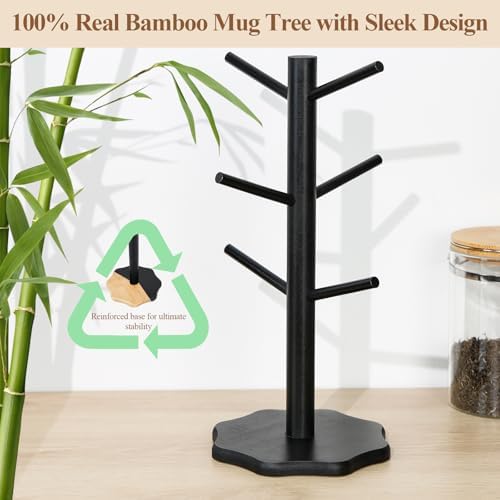 Coffee Cup Stand, Cup Holder, Standing Coffee Mug, Tree Cups, Shelf with Thicker Base, Cup Holder, Standing Coffee Mug, Pretzel Stand, Coffee Mug Rack (Black) - Image 3