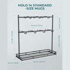 Cup Rack Coffee Mug Holder Countertop 14-Hook Tree Rack Display Stand Organizer - Image 2