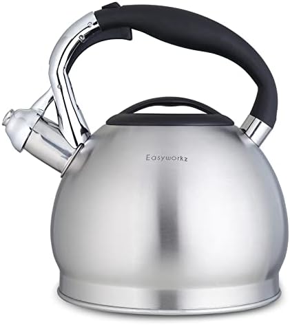 Easyworkz Whistling Stovetop Tea Kettle Food Grade Stainless Steel Hot Water Tea Pot With Loud Whistle, 2.4 Quart(2.3l) by Easyworkz