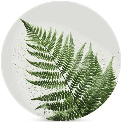 Drink Coasters with Cork Backing Ceramic Coasters Natural Plant Silhouette Fern Leaf Coaster for Drinks Non-Slip Coaste Round Absorbing Stone Coaster Set of 6PCS for Kinds of Cups Coffee Table - Image 3