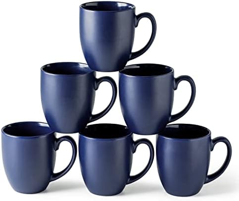 AmorArc 16 oz Coffee Mugs Set of 6, Large Ceramic Coffee Cups-Matte Blue by AmorArc