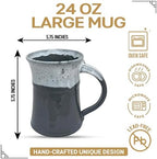 Clay in Motion Handmade Ceramic Mug 24 oz, Large Coffee Mug, Hand Painted Stoneware, Dishwasher Microwave & Oven Safe, Lead-Free, Made in USA Since 1981 (Snowcap) - Image 2