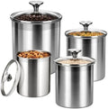 4-Pcs Stainless Steel Airtight Kitchen Canister Set with Glass Lid by Unknown