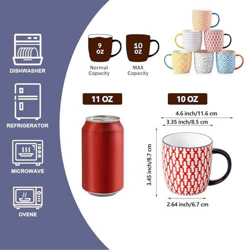 10 Oz Ceramic Coffee Mugs Set of 6 - Image 4