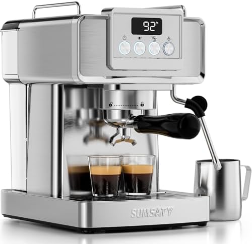 SUMSATY 20 Bar Espresso Machine Stainless Steel with Powerful Milk Frother by SUMSATY