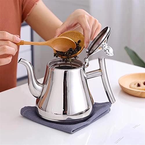Kettle Water Tea Pot Stainless Steel Tea Infuser Filter Metal Coffee Pot Gas Stove Induction Cooker Tea Kettle Hotel Filter Milk Tea Pot (Color : Gold 1L) (Silver 1.5l) - Image 2