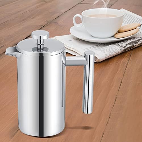 Double Walled Stainless Steel French Press Coffee Maker 12 oz, Tea and Espresso Press with Reusable Filter, Silver - Image 4