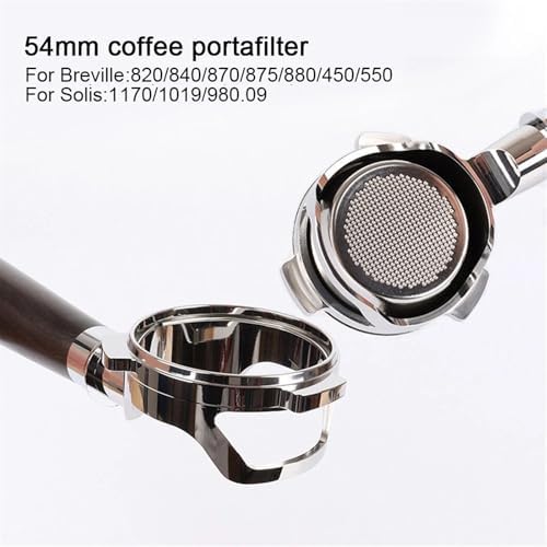 for Breville 54mm Coffee Bottomless Portafilter Naked Hollow Out Design for Breville Sage 870 878 880 Replacement Filter Basket(Walnut Wood)(Aluminium White) - Image 7
