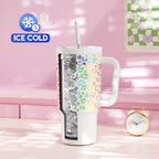 Meoky 30 oz Tumbler with Handle, Tumbler with Lid and Straw, Insulated Stainless Steel Travel Mug, 100% Leak-proof, Cupholder Friendly, Keeps Cold for 24 Hours or Hot for 8 Hours (Kiss) - Image 2