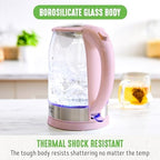 GreenLife 1.7 Liter Electric Glass Kettle, Pink - Image 5