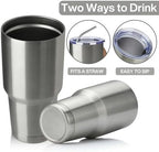 MEWAY 30oz Insulated Tumbler With Lids and Straws,Stainless Steel Double Vacuum Coffee Tumbler Cup, Brush, Durable Powder Coated Coffee Cup for Cold & Hot Drinks, Office(Silver,4 PACK) - Image 3