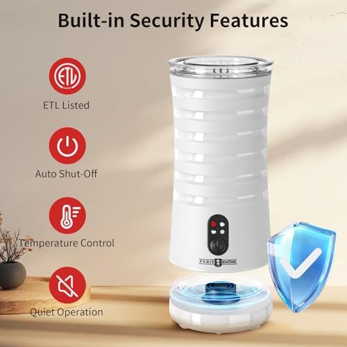 Electric Milk Steamer and Frother, Hot & Cold Foam Milk Warmer with Temperature Control, Auto Shut-Off Frothers for Coffee, Latte, Cappuccino, Macchiato - Image 6