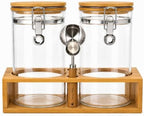 2 x 45 oz Coffee Canister Set, Airtight Glass Containers with Wooden Shelf by Unknown