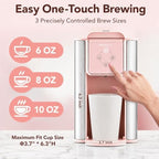 Mecity Pink Coffee Maker 3-in-1 Single Serve Coffee Machine, For Flat Bottom Coffee Capsule, Ground Coffee, 6 to 10 Ounce Cup, Removable 50 Oz Water Reservoir, 120V 1150W - Image 3