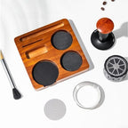 6 Piece Espresso Setup Kit Featuring Wood Tamping Station Tamper Distributor Dosing Ring Brush and Puck Screen for Home or Small Office (58MM) - Image 2