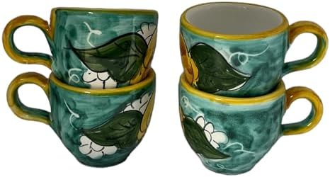 Espresso Cup Set of 4, Ceramic Cups Made in Italy, 2 oz Italian Coffee Cups, Coffee Lover Gift Set, Made in Italy Pottery - Image 7