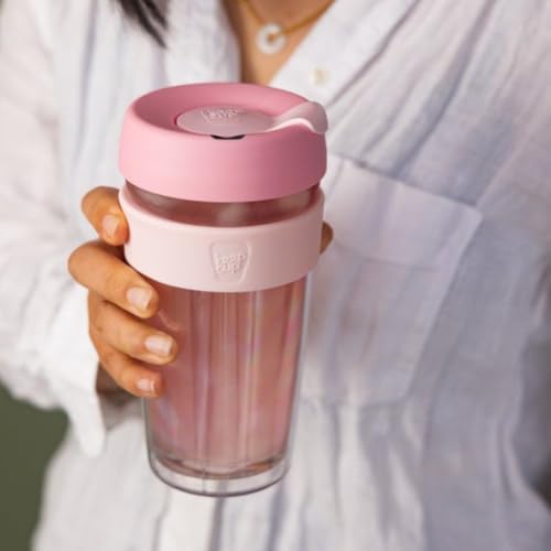 KeepCup Longplay - Reusable Coffee Cup, Double Wall Glass with Removable Sleeve and splashproof Sipper lid - 16oz/454ml - Roseate - Image 6