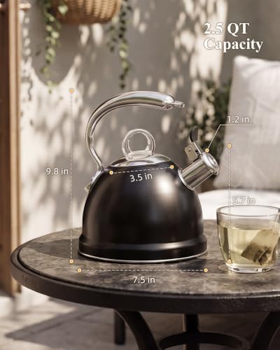 Harriet Whistling Tea Kettle for Stove Top, 2.5 QT Food-Grade Steel Teapot - Image 3