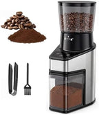 Conical Burr Coffee Grinder, Electric Espresso Machine w/ 60 Grind Settings, 1-8 Cups Capacity & 1-60s Timer, Brush & Tong, Anti-Static, Stainless Steel Coffee Bean Grinder for Home Office by BUYNOW