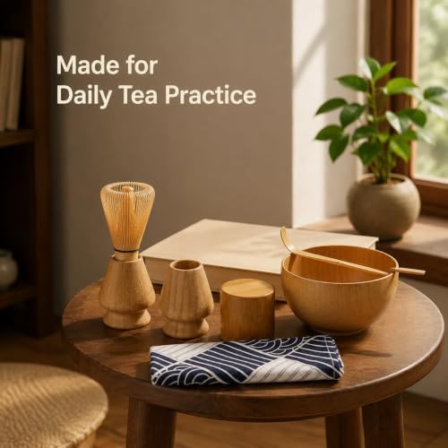 Bamboo Matcha Whisk Set with Holder, Scoop and Bowl for Tea Practice - Image 6