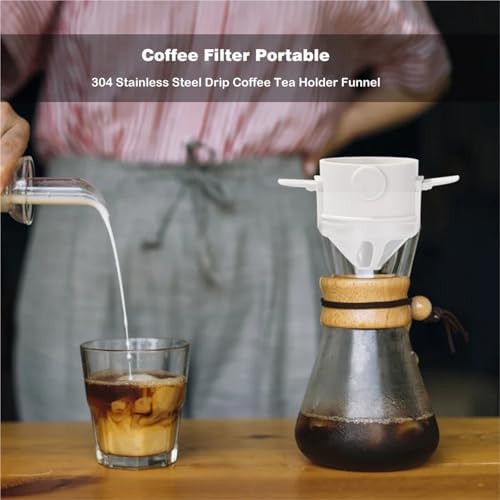 Foldable Portable Coffee Filter Maker Stainless Steel Drip Tea Holder Reusable Paperless Pour Over Dripper(5pcs Black) - Image 4