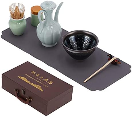 Matcha Tea Whisk Set, Matcha Tea Tool Matcha Bowl Whisk Scoop Ceramic Whisk Holder Caddy Teacup Mat Tea Ceremony Kit(A) by EVTSCAN