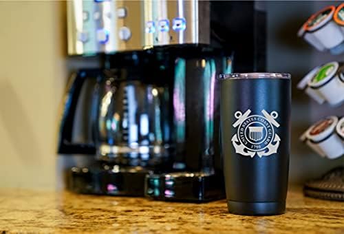 Military Gift Shop 20oz Coast Guard Tumbler, Double-Walled Insulated Steel USCG Coffee Mug with Lid | Coast Guard Gifts | Coast Guard 20oz Tumbler - Image 3