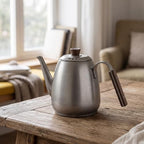 Stainless Steel Teapot Gooseneck Coffee Pot Pour Over Kettle Water Boiler With Wood Knob And Ergonomic Handle Suitable, style to 2, 1600ml Without Tea Infuser - Image 4