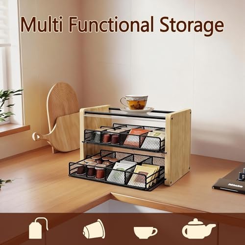 3-Tier Wooden Tea Bag Organizer & Storage Station with 16 Compartments Tea Bag Holder for Kitchen Countertop, Office, Tea Station - Image 7
