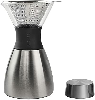 asobu Insulated Pour Over Coffee Maker (32 oz.) Double-Wall Vacuum, Stainless-Steel Filter and Take on the Go Carafe (Silver) - Image 4