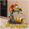 YUDIZWS Lazy Kungfu Drip Teapot,Heat Resistant Tea Set,Sturdy High Borosilicate Glass Teapot,Magnetic Water Diversion Semi-Automatic Teapot Set Magic Tea Set of Holiday Gifts,B fish tea set by YUDIZWS