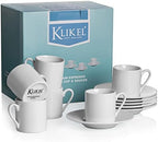 Klikel Espresso Cup And Saucer Set - White Cappuccino Demitasse - Small Coffee Cups For Cuban Coffee or Italian Espresso - Set Of 6 - Image 3