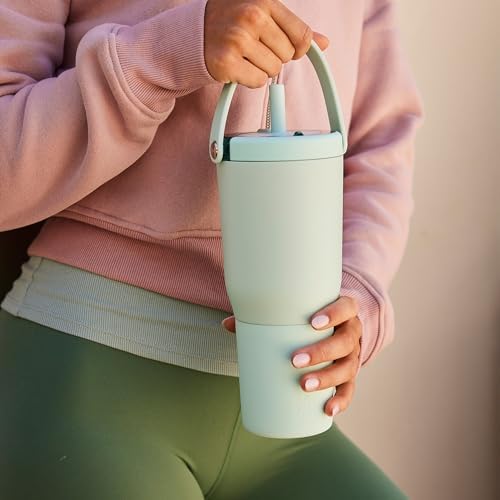 BrüMate Resa 35oz 100% Leakproof Travel Tumbler w/Handle & Straw | Flexible SoftSip Straw | Silicone Sleeve for Durability | Stainless Steel | Cup Holder & Travel Friendly Water Bottle (Dark Aura) - Image 5