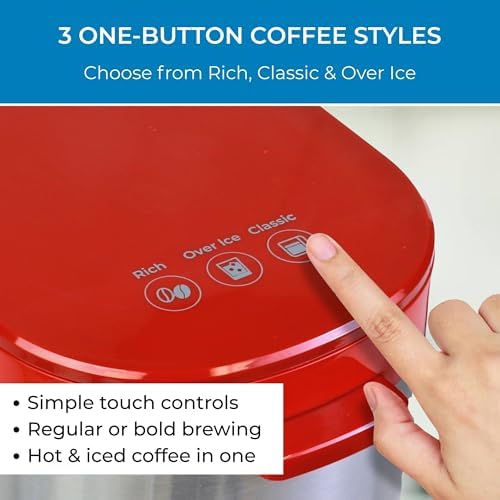 Kenmore Single Serve Coffee Maker – 6–12 Oz Brew Sizes, Compatible with Keurig K‑Cup Pods & Ground Coffee, One Cup Brewer, Travel Mug Friendly, Auto Shut‑Off, Hot & Iced maquina de cafe, Red - Image 5