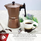 Magefesa Jamaica Brown Stovetop Espresso Maker, 9-Cup (15 oz) Italian Moka Pot for Cuban Coffee, Extra-Thick Aluminum, Induction-Compatible, Heat-Resistant Handle - Image 5