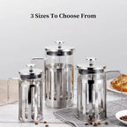 French Press Coffee Maker 350ml/ 600ml/1000ml Stainless Steel Coffee Press With 3 Filters System Heat Resistant Thickness Borosilicate French Press Glass(/Black B,1000ml) - Image 2