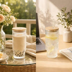 Sunflower Glass Cups with Lids and Straws 16 oz Drinking Glasses Set - Image 5