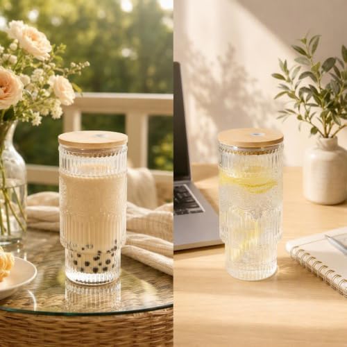 Sunflower Glass Cups with Lids and Straws 16 oz Drinking Glasses Set - Image 5