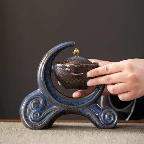 Chinese Gongfu Tea Set - Ceramic Teapot with Infuser, 6Cups, Semi Automatic Design for Loose Leaf Tea - Image 4