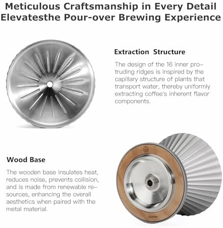 Pour Over Coffee Dripper Drip Coffee Pour Over Maker Resuable Blossom Cone Funnel Stainless Steel Metal Coffee Filter for Travel, Camping, Office, Home, Coffee Maker Brew (Sky Blue) - Image 3