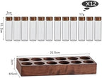 Coffee Storage Jar Glass Bean Tube Airtight Canister Wooden Rack Display Stand Vial Funnel Sealed Organizer Suitable for Kitchen Buffet Restaur, 12 Hole 17g - Image 3