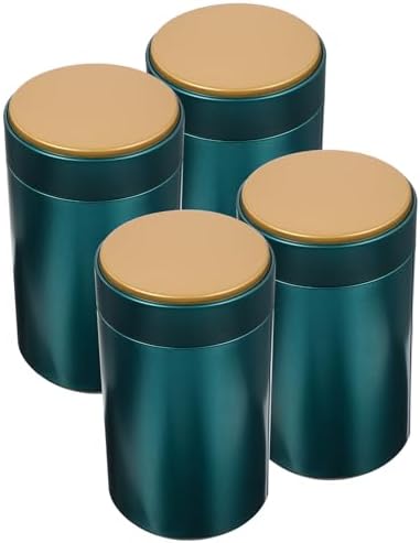 4pcs Tea Tin Canisters with Airtight Lids Tinplate Storage Jars Xmas by COHEALI