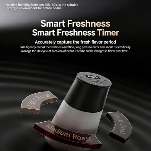 Electric Vacuum Coffee Canister, 650ml Airtight Coffee Beans Canister, with Digital Display, Timer/Record, Temperature/Humidity Detection, for Tea Leaves, Nuts - Image 2
