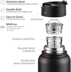 Sivaphe 32 oz Tea Infuser Bottle With Removable Filter,18/8 Stainless Steel Insulated Water Bottle for Loose Leaf Tea,1L Strainer Travel Tumbler with Lid Black - Image 7