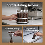 8 Single Dose Espresso Bean Cellars, Coffee Bean Storage Tubes, with Rotatable Display Rack & Funnel, One-Way Exhaust Valve, 20g Single Bottle Capacity, for Home, Barista - Image 4