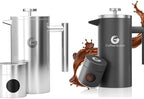 Coffee Gator French Press Coffee Maker 34oz, Double Insulated Stainless Steel Silver and Gray by CoffeeGator