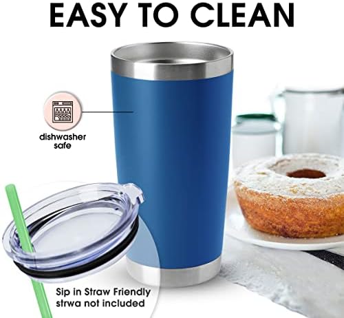 HASLE OUTFITTERS 20oz Tumblers Stainless Steel Mugs with Lid Double Wall Vacuum Insulated Coffee Cups for Cold & Hot Drinks (20oz-Dark Blue, 4 Pack) - Image 3