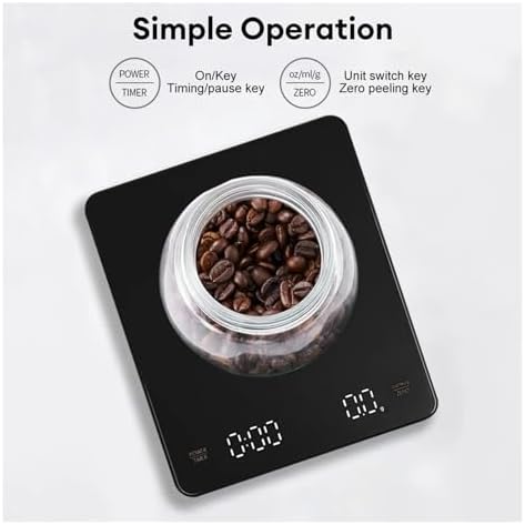 Digital Scale, Coffee Electronic Scales with Timer LED Screen USB 3kg 0.1g G/oz/ml, High Precision Measures Auto Smart Kitchen Scale - Image 5
